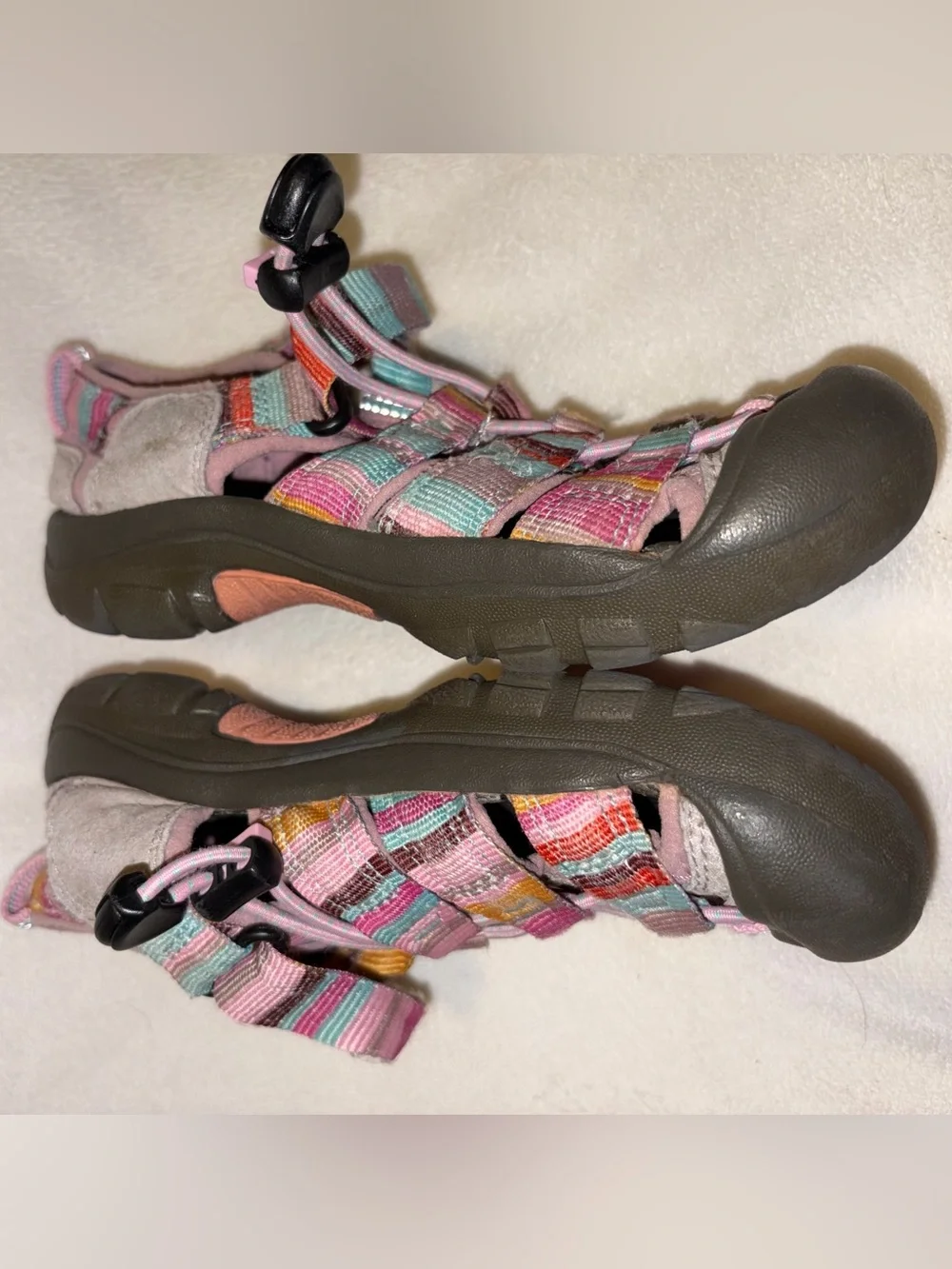 KEEN Kids Pink Multicolor Striped Water Sandals kid size 13